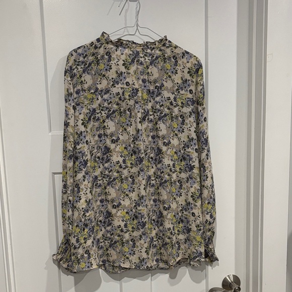 Maurices Tops - Maurices Floral Blouse in Cream, Blue, and Yellow
